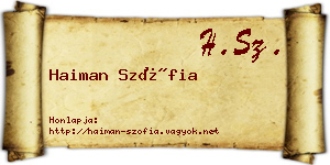 Haiman Szófia névjegykártya